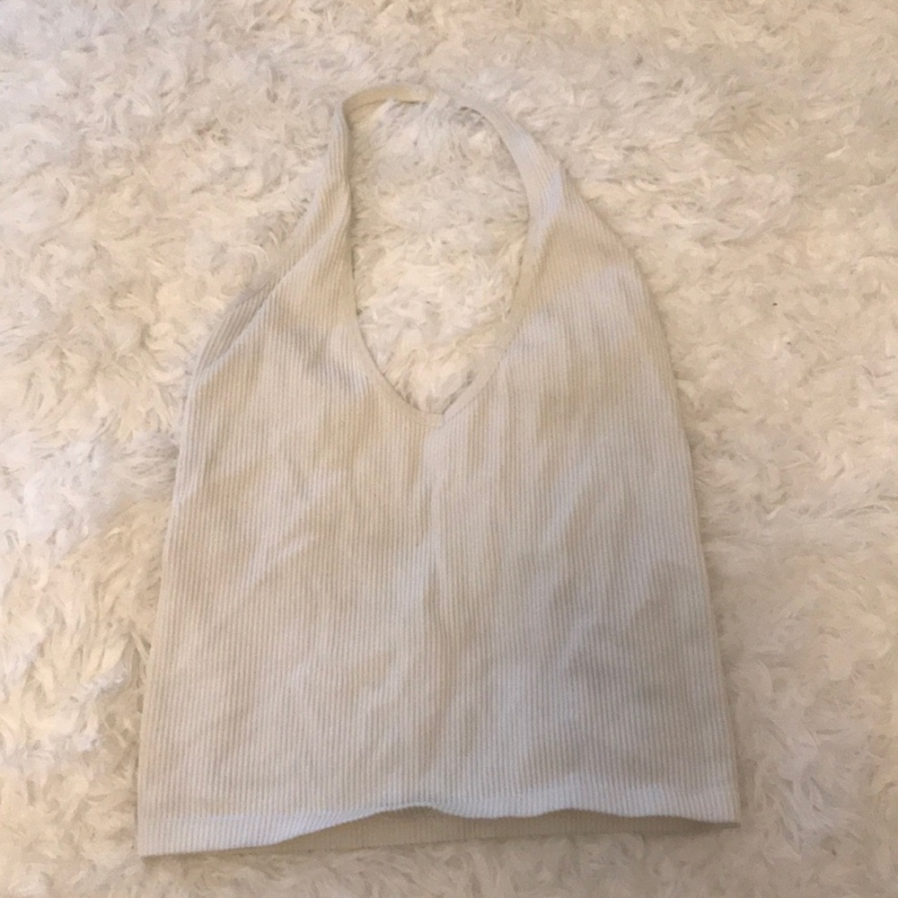 URBAN OUTFITTERS WHITE AROUND THE NECK CROP TOP